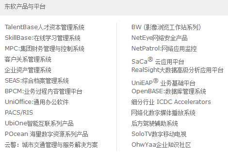 東軟集團(tuán)股份有限公司產(chǎn)品